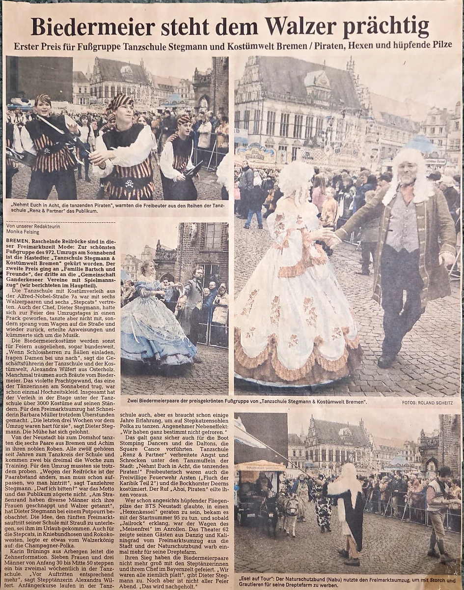 Zeitungsartikel: Erster Preis beim Bremer Freimarktsumzug 2007